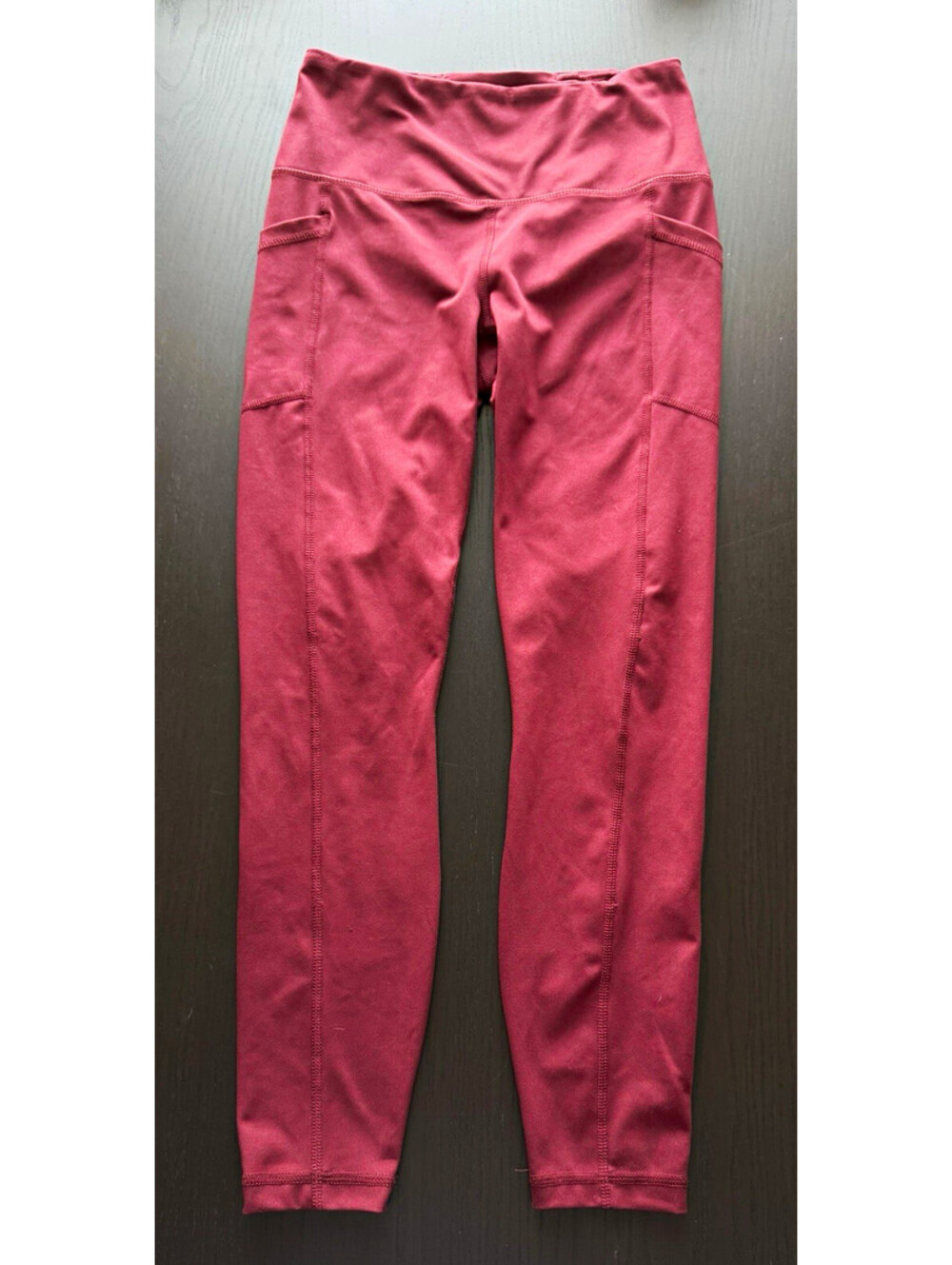 Yogalicious Lux High Waisted Pocket Leggings Women’s Small Red Burgundy Yoga